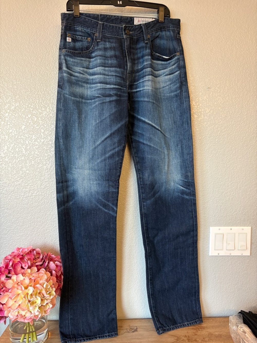 Ag Adriano Goldschmmied Men's Faded Blue Straight Jeans